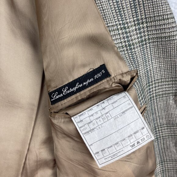 Alberto Cardinali Italy Made Wool Golden Brown Plaid Blazer Sport Coat Sz 50 - Picture 13 of 16